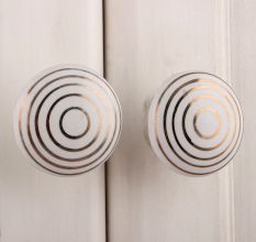 White Gold Line Flat Knob